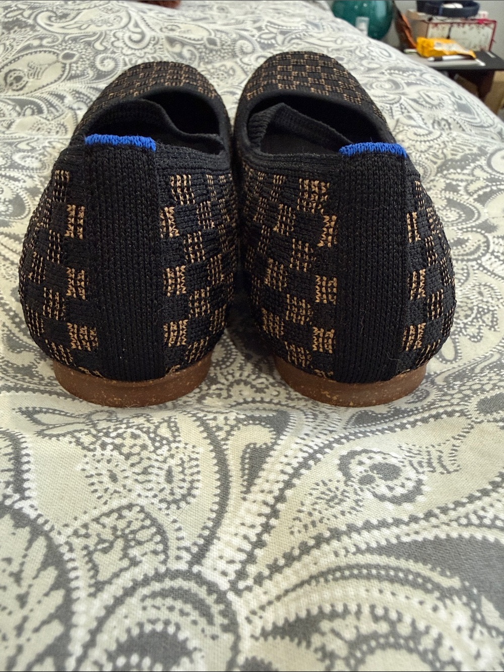 Rothy's size 7.5 Woven Check Ballet Flats in Black and Brown - nw/out tags - Picture 2 of 7